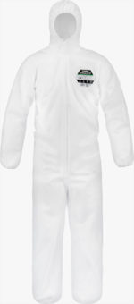 White 4X-Large Lakeland SafeGard SMS Polypropylene Coverall with Hood Elastic Cuff Case of 25 Disposable 